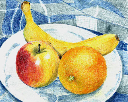 still life fruit bowl drawing